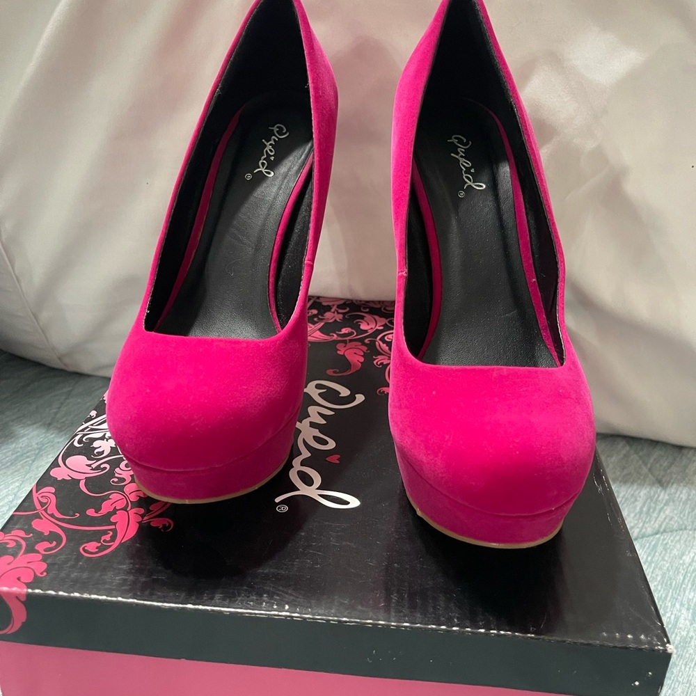 Qupid Pink High Heel Platform Pumps